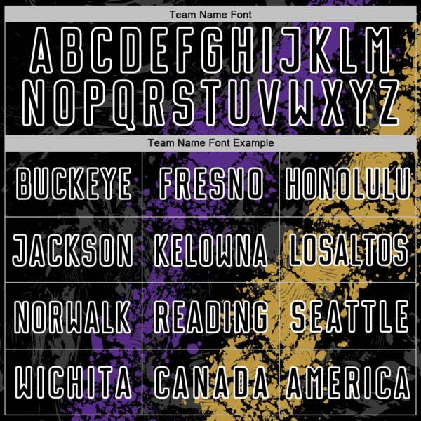Custom Black White Purple-Old Gold Dripping Splatter Cracked Texture Sublimation Soccer Uniform Jersey