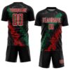Custom Black Red White-Kelly Green Dripping Splatter Cracked Texture Sublimation Soccer Uniform Jersey