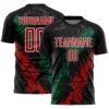 Custom Black Red White-Kelly Green Dripping Splatter Cracked Texture Sublimation Soccer Uniform Jersey