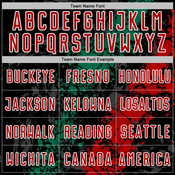 Custom Black Red White-Kelly Green Dripping Splatter Cracked Texture Sublimation Soccer Uniform Jersey