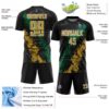 Custom Black Old Gold White-Kelly Green Dripping Splatter Cracked Texture Sublimation Soccer Uniform Jersey