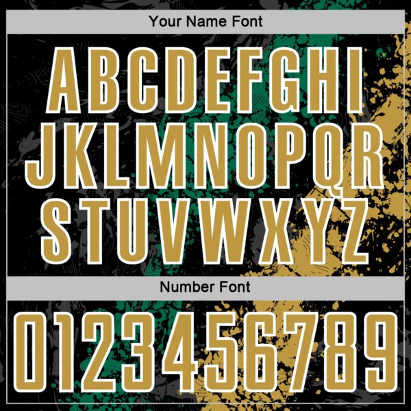Custom Black Old Gold White-Kelly Green Dripping Splatter Cracked Texture Sublimation Soccer Uniform Jersey