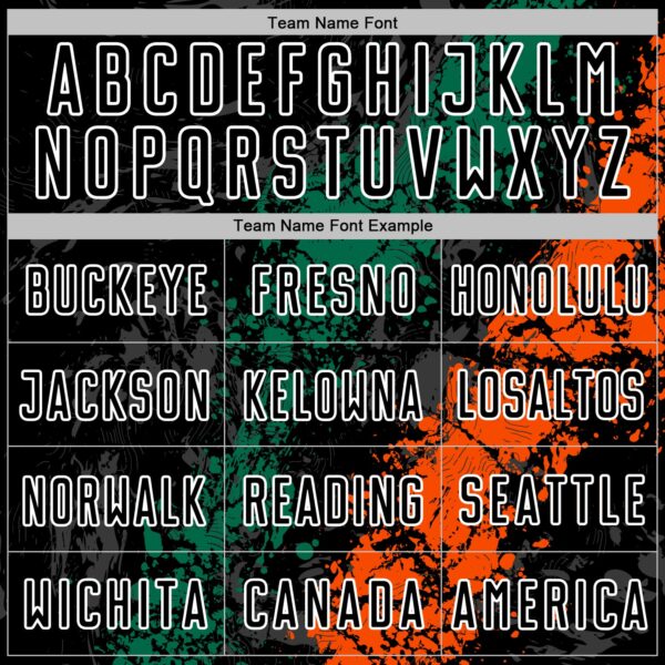 Custom Black White Kelly Green-Orange Dripping Splatter Cracked Texture Sublimation Soccer Uniform Jersey