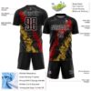 Custom Black White Red-Old Gold Dripping Splatter Cracked Texture Sublimation Soccer Uniform Jersey