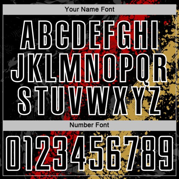 Custom Black White Red-Old Gold Dripping Splatter Cracked Texture Sublimation Soccer Uniform Jersey