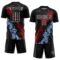 Custom Black White Red-Light Blue Dripping Splatter Cracked Texture Sublimation Soccer Uniform Jersey