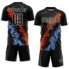 Custom Black White Orange-Powder Blue Dripping Splatter Cracked Texture Sublimation Soccer Uniform Jersey