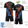 Custom Black White Orange-Powder Blue Dripping Splatter Cracked Texture Sublimation Soccer Uniform Jersey