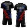 Custom Black White Royal-Red Dripping Splatter Cracked Texture Sublimation Soccer Uniform Jersey