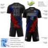 Custom Black White Royal-Red Dripping Splatter Cracked Texture Sublimation Soccer Uniform Jersey