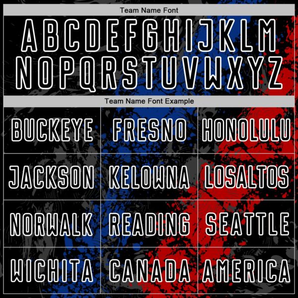 Custom Black White Royal-Red Dripping Splatter Cracked Texture Sublimation Soccer Uniform Jersey