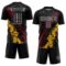 Custom Black White Crimson-Gold Dripping Splatter Cracked Texture Sublimation Soccer Uniform Jersey