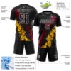 Custom Black White Crimson-Gold Dripping Splatter Cracked Texture Sublimation Soccer Uniform Jersey