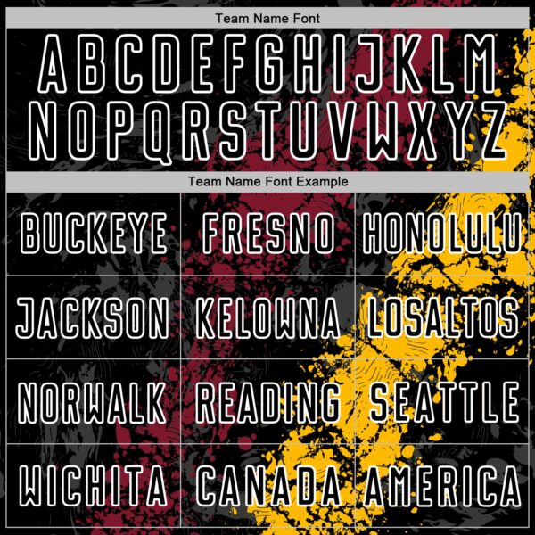 Custom Black White Crimson-Gold Dripping Splatter Cracked Texture Sublimation Soccer Uniform Jersey