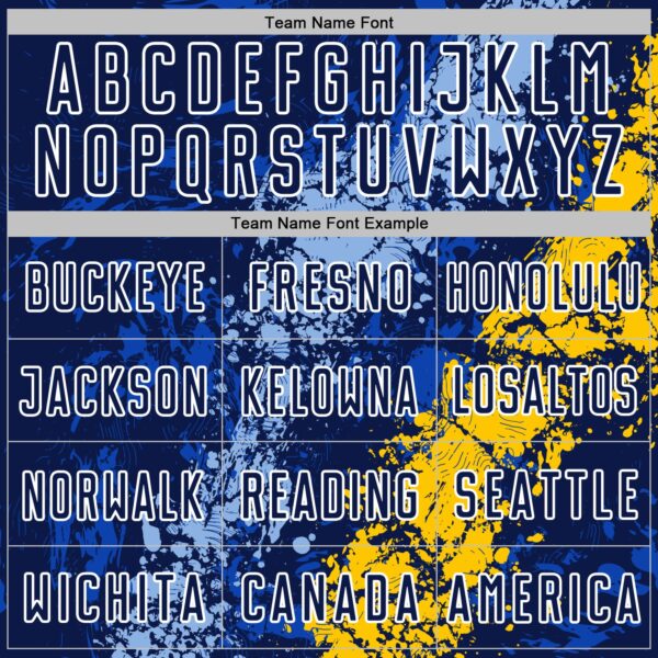 Custom Navy White Light Blue-Yellow Dripping Splatter Cracked Texture Sublimation Soccer Uniform Jersey