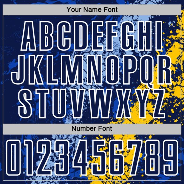 Custom Navy White Light Blue-Yellow Dripping Splatter Cracked Texture Sublimation Soccer Uniform Jersey