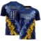 Custom Navy White Light Blue-Yellow Dripping Splatter Cracked Texture Sublimation Soccer Uniform Jersey