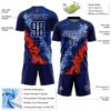 Custom Navy White Light Blue-Orange Dripping Splatter Cracked Texture Sublimation Soccer Uniform Jersey