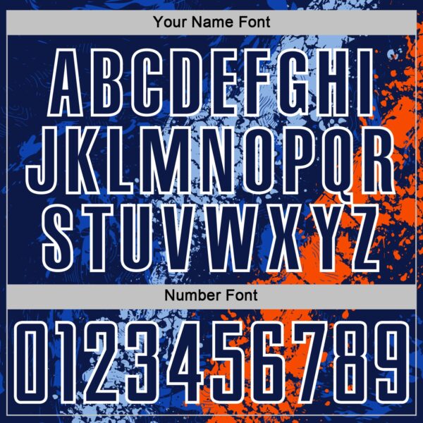 Custom Navy White Light Blue-Orange Dripping Splatter Cracked Texture Sublimation Soccer Uniform Jersey