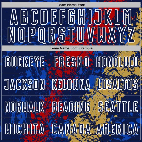 Custom Navy White Red-Old Gold Dripping Splatter Cracked Texture Sublimation Soccer Uniform Jersey