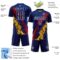 Custom Navy White Red-Gold Dripping Splatter Cracked Texture Sublimation Soccer Uniform Jersey