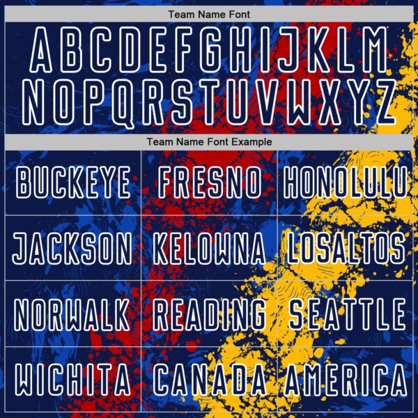 Custom Navy White Red-Gold Dripping Splatter Cracked Texture Sublimation Soccer Uniform Jersey