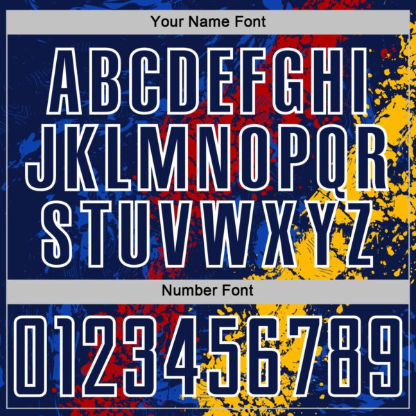 Custom Navy White Red-Gold Dripping Splatter Cracked Texture Sublimation Soccer Uniform Jersey