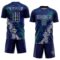 Custom Navy White Teal-Gray Dripping Splatter Cracked Texture Sublimation Soccer Uniform Jersey