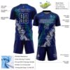 Custom Navy White Teal-Gray Dripping Splatter Cracked Texture Sublimation Soccer Uniform Jersey