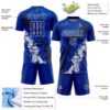 Custom Royal White-Black Dripping Splatter Cracked Texture Sublimation Soccer Uniform Jersey