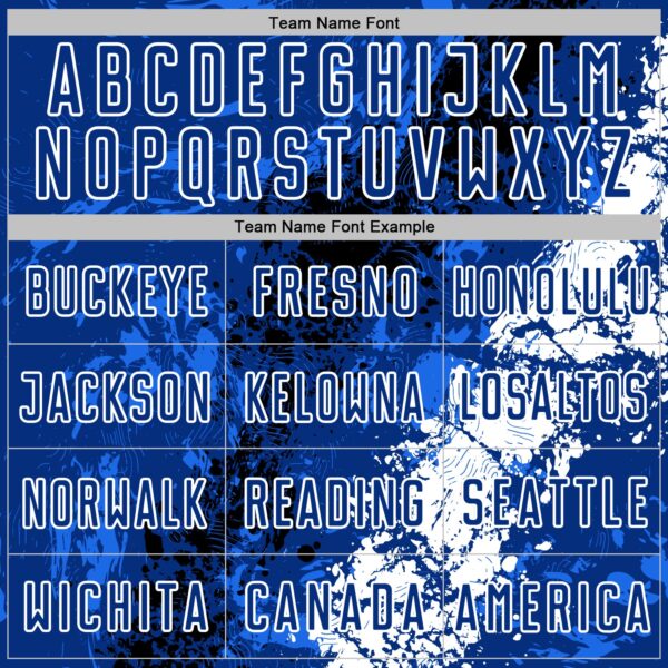 Custom Royal White-Black Dripping Splatter Cracked Texture Sublimation Soccer Uniform Jersey