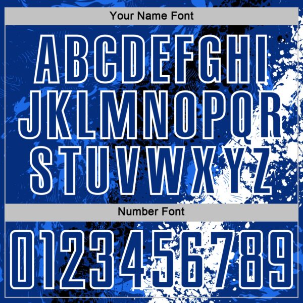 Custom Royal White-Black Dripping Splatter Cracked Texture Sublimation Soccer Uniform Jersey