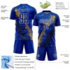 Custom Royal White Old Gold-Black Dripping Splatter Cracked Texture Sublimation Soccer Uniform Jersey
