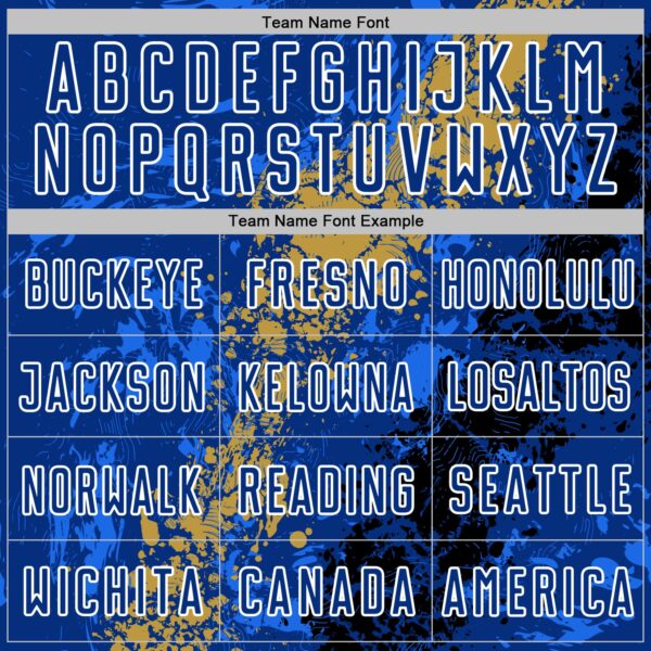 Custom Royal White Old Gold-Black Dripping Splatter Cracked Texture Sublimation Soccer Uniform Jersey