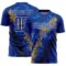 Custom Royal White Old Gold-Black Dripping Splatter Cracked Texture Sublimation Soccer Uniform Jersey