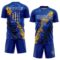 Custom Royal White Gold-Black Dripping Splatter Cracked Texture Sublimation Soccer Uniform Jersey