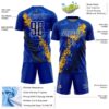 Custom Royal White Gold-Black Dripping Splatter Cracked Texture Sublimation Soccer Uniform Jersey
