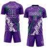 Custom Purple White-Kelly Green Dripping Splatter Cracked Texture Sublimation Soccer Uniform Jersey