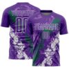Custom Purple White-Kelly Green Dripping Splatter Cracked Texture Sublimation Soccer Uniform Jersey
