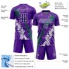 Custom Purple White-Kelly Green Dripping Splatter Cracked Texture Sublimation Soccer Uniform Jersey