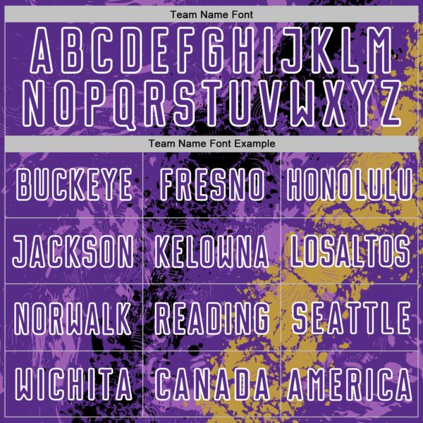 Custom Purple White Old Gold-Black Dripping Splatter Cracked Texture Sublimation Soccer Uniform Jersey