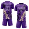 Custom Purple White Black-Cream Dripping Splatter Cracked Texture Sublimation Soccer Uniform Jersey