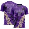 Custom Purple White Black-Cream Dripping Splatter Cracked Texture Sublimation Soccer Uniform Jersey