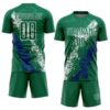 Custom Kelly Green White-Royal Dripping Splatter Cracked Texture Sublimation Soccer Uniform Jersey