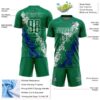 Custom Kelly Green White-Royal Dripping Splatter Cracked Texture Sublimation Soccer Uniform Jersey