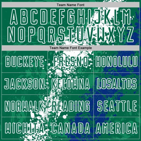 Custom Kelly Green White-Royal Dripping Splatter Cracked Texture Sublimation Soccer Uniform Jersey