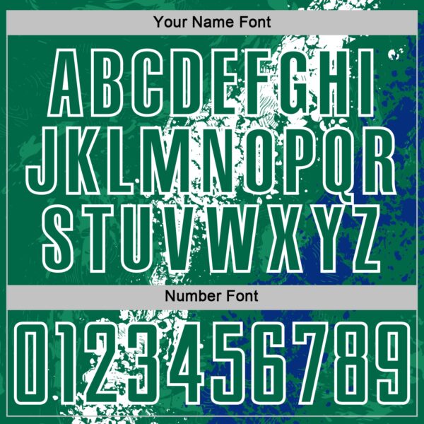 Custom Kelly Green White-Royal Dripping Splatter Cracked Texture Sublimation Soccer Uniform Jersey