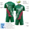 Custom Kelly Green White-Neon Pink Dripping Splatter Cracked Texture Sublimation Soccer Uniform Jersey