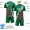 Custom Kelly Green White-Neon Pink Dripping Splatter Cracked Texture Sublimation Soccer Uniform Jersey