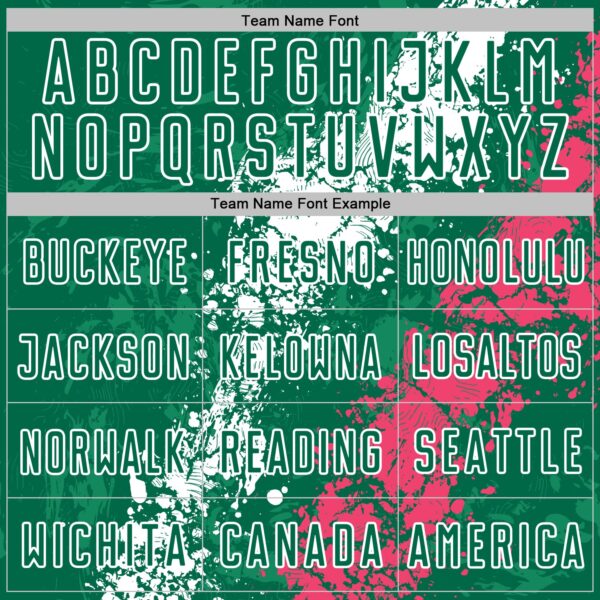 Custom Kelly Green White-Neon Pink Dripping Splatter Cracked Texture Sublimation Soccer Uniform Jersey